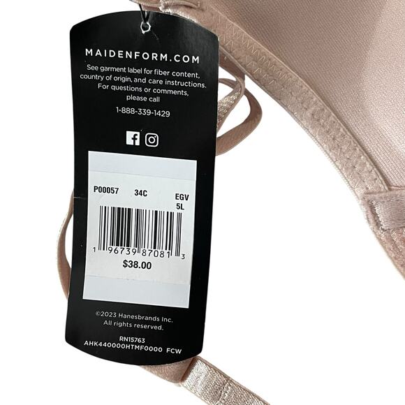 Maidenform Womens Bra Size 34C Push Up Underwire Style P00057 Adjustable Strap - Picture 9 of 9